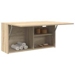 Berkfield Home Decorative Bathroom Wall Cabinet Sonoma Oak 80x25x40 cm Engineere in Light Brown - Size: 80 x 25 x 40 cm - thumbnail 4