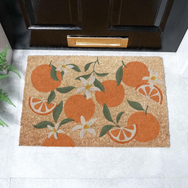 Artsy Mats Orange Pattern Coir Doormat (60 x 40cm) in Brown - Size: 40 cm x 60 cm - image 1