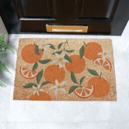 Artsy Mats Orange Pattern Coir Doormat (60 x 40cm) in Brown - Size: 40 cm x 60 cm