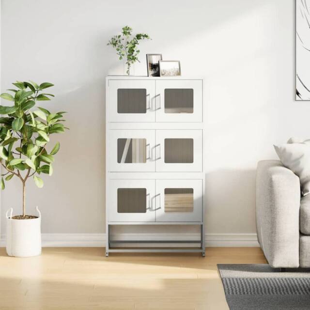 Berkfield Home Highboard White 68x39x123 cm Steel - Size: 68 x 39 x 123 cm - image 1