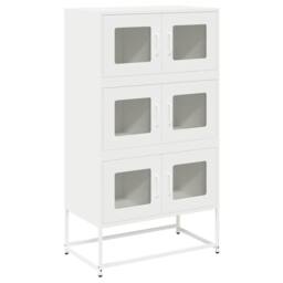 Berkfield Home Highboard White 68x39x123 cm Steel - Size: 68 x 39 x 123 cm - thumbnail 3