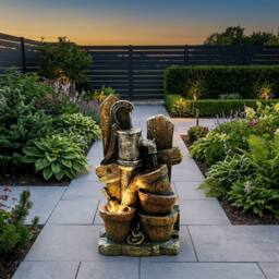 Garden Greatness Lunaria Rustic Pump Water Feature in Brown