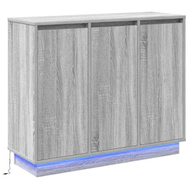Berkfield Home Sideboard with LED - Grey Sonoma, 90x32x75 cm, Made of Engineered Wood - Size: 90 x 32 x 75 cm - image 1