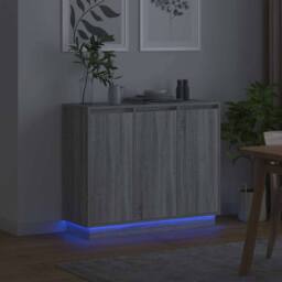 Berkfield Home Sideboard with LED - Grey Sonoma, 90x32x75 cm, Made of Engineered Wood - Size: 90 x 32 x 75 cm - thumbnail 6