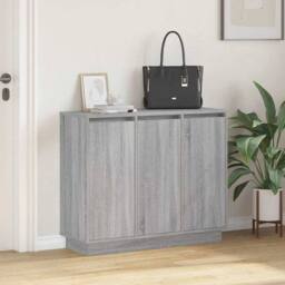Berkfield Home Sideboard with LED - Grey Sonoma, 90x32x75 cm, Made of Engineered Wood - Size: 90 x 32 x 75 cm - thumbnail 5