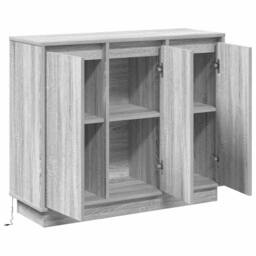 Berkfield Home Sideboard with LED - Grey Sonoma, 90x32x75 cm, Made of Engineered Wood - Size: 90 x 32 x 75 cm - thumbnail 7