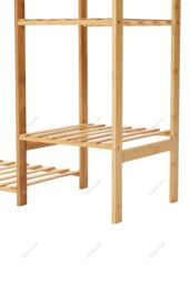 H&O Direct Wooden Clothes Rack with Side Hooks in Brown - thumbnail 5