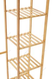 H&O Direct Wooden Clothes Rack with Side Hooks in Brown - thumbnail 4