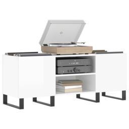 Berkfield Home Record Cabinet High Gloss White 121x38x48 cm Engineered Wood - Size: 121 x 38 x 48 cm - thumbnail 3