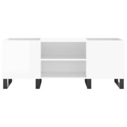 Berkfield Home Record Cabinet High Gloss White 121x38x48 cm Engineered Wood - Size: 121 x 38 x 48 cm - thumbnail 4