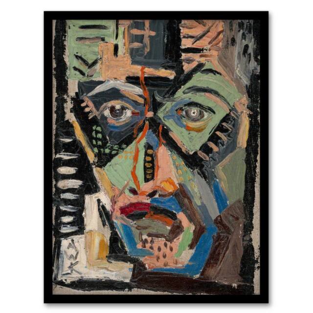 Artery8 Mans Face Abstract Painting Kubincan Framed Wall Art Print - Size: A3 - image 1