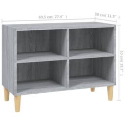 Berkfield Home TV Cabinet with Solid Wood Legs Grey Sonoma 69.5x30x50 cm - thumbnail 6