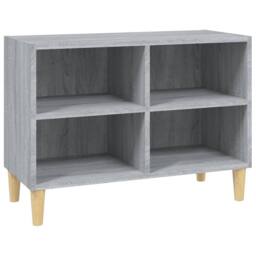 Berkfield Home TV Cabinet with Solid Wood Legs Grey Sonoma 69.5x30x50 cm - thumbnail 3