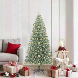 Berkfield Home Artificial Christmas Tree Snow Flocked with LED Light 180 cm in Green - thumbnail 1