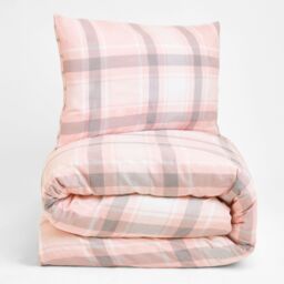 OHS Aspen 100% Brushed Cotton Duvet Cover with Pillowcase in Light Pink - Size: Single - thumbnail 2