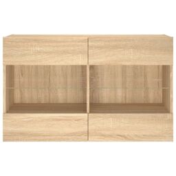Berkfield Home TV Wall Cabinet with LED Lights Sonoma Oak 98.5x30x60.5 cm in Brown - thumbnail 7