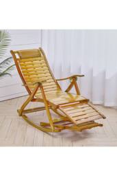 Living and Home Bamboo Rocking Chair Foldable Recliner in Natural - thumbnail 2