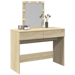 Berkfield Home Beautiful Dressing Table with LED Sonoma Oak 100x40x130 cm in Tan - Size: 100 x 40 x 130 cm - thumbnail 4