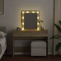 Berkfield Home Beautiful Dressing Table with LED Sonoma Oak 100x40x130 cm in Tan - Size: 100 x 40 x 130 cm
