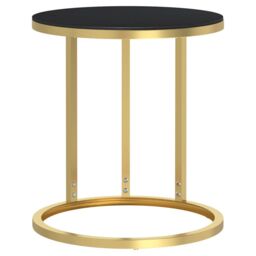 Berkfield Home Side Table Gold & Black 45 cm Tempered Glass - thumbnail 2