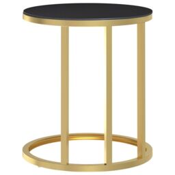 Berkfield Home Side Table Gold & Black 45 cm Tempered Glass - thumbnail 4