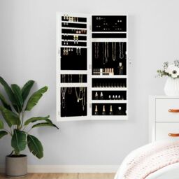 Berkfield Home Mirror Jewellery Cabinet Wall Mounted White 37.5x10x106 cm