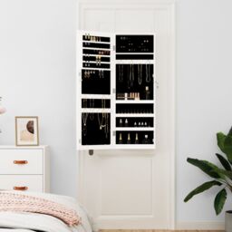 Berkfield Home Mirror Jewellery Cabinet Wall Mounted White 37.5x10x106 cm - thumbnail 3