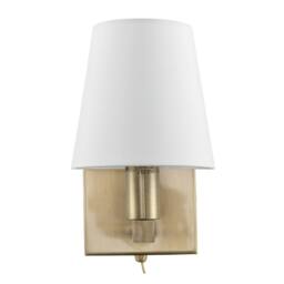 Happy Homewares Sleek Bedside Wall Light with Toggle Switch & White Cotton Shade in Metallic Gold - thumbnail 5