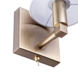 Happy Homewares Sleek Bedside Wall Light with Toggle Switch & White Cotton Shade in Metallic Gold - thumbnail 4