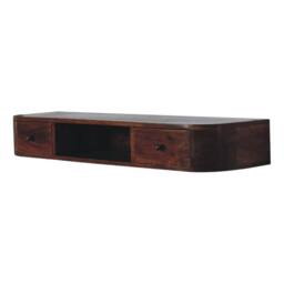 Wyld Haus Waimea Curved 2 Drawer Wall Mounted Console Mango Wood Chestnut in Brown - thumbnail 4