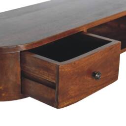 Wyld Haus Waimea Curved 2 Drawer Wall Mounted Console Mango Wood Chestnut in Brown - thumbnail 7
