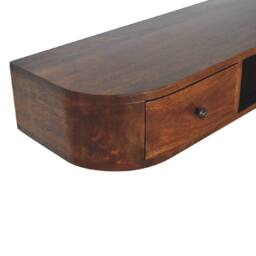 Wyld Haus Waimea Curved 2 Drawer Wall Mounted Console Mango Wood Chestnut in Brown - thumbnail 8