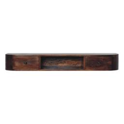 Wyld Haus Waimea Curved 2 Drawer Wall Mounted Console Mango Wood Chestnut in Brown - thumbnail 2