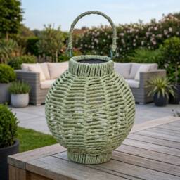 Garden Greatness Lunaria Emerald LED Wicker Solar Lantern - Size: 1 Pack - thumbnail 2
