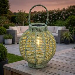 Garden Greatness Lunaria Emerald LED Wicker Solar Lantern - Size: 1 Pack