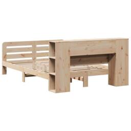 Berkfield Home Bed Frame without Mattress 135x190 cm Double Solid Wood Pine in Natural - thumbnail 8