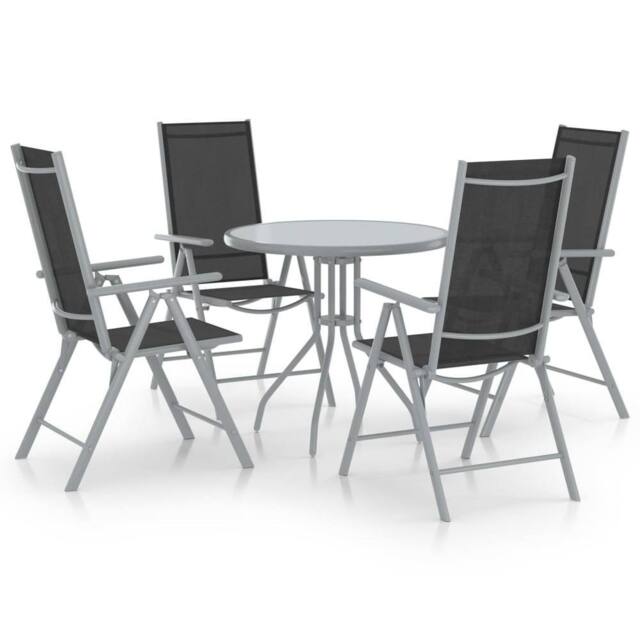 Berkfield Home 5 Piece Garden Dining Set Aluminium & Textilene Silver - image 1