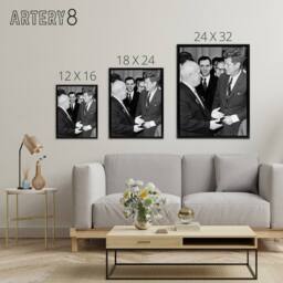 "Artery8 John F Kennedy Nikita Khrushchev Framed Canvas Wall Art Print in Grey - Size: W12"" x H16""" - thumbnail 4