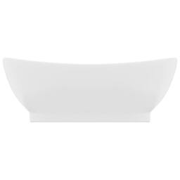 Berkfield Home Luxury Basin Overflow Oval Matt White 58.5x39 cm Ceramic - thumbnail 1