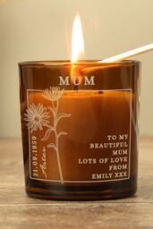 Personalised Memento Company Personalised September Birth Flower Amber Glass Candle - thumbnail 4