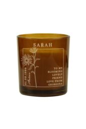 Personalised Memento Company Personalised September Birth Flower Amber Glass Candle - thumbnail 1