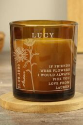 Personalised Memento Company Personalised September Birth Flower Amber Glass Candle - thumbnail 3