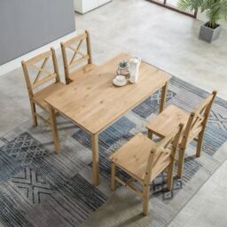 MCC Direct Solid Wooden Kitchen Dining Table & 4 Chairs in Natural - thumbnail 2