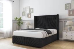 "Sloomy Rutherford Naples Divan Set No Drawers-54"" Wingback-Footboard in Black - Size: King" - thumbnail 3