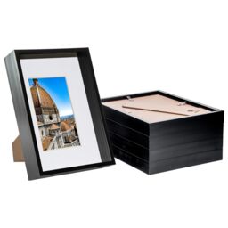 "Nicola Spring 3D Deep Box Frames with A5 Mount - A4 (8"" x 12"") - White Mount - Pack of 5 in Black" - thumbnail 1