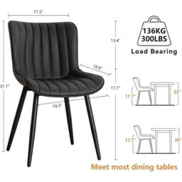 KORVIXA Black Set of 2 Faux Leather Dining Chairs High Back - Size: 100 cm x 100 cm - thumbnail 2