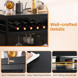 Gymax Industrial Kitchen Island 4-Tier Bar Unit Cabinet With Open Shelves in Black - thumbnail 6