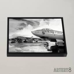 "Artery8 USAF 1950 B 47 Stratojet Bomber Aircraft Framed Canvas Wall Art Print in Grey - Size: W12"" x H16""" - thumbnail 2
