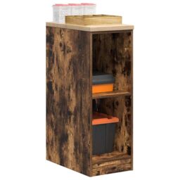 Berkfield Home Garage Storage Cabinet Smoked Oak 30x51x85 cm Solid Wood Pine in Brown - Size: 30 x 51 x 85 cm - thumbnail 1