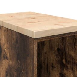 Berkfield Home Garage Storage Cabinet Smoked Oak 30x51x85 cm Solid Wood Pine in Brown - Size: 30 x 51 x 85 cm - thumbnail 8
